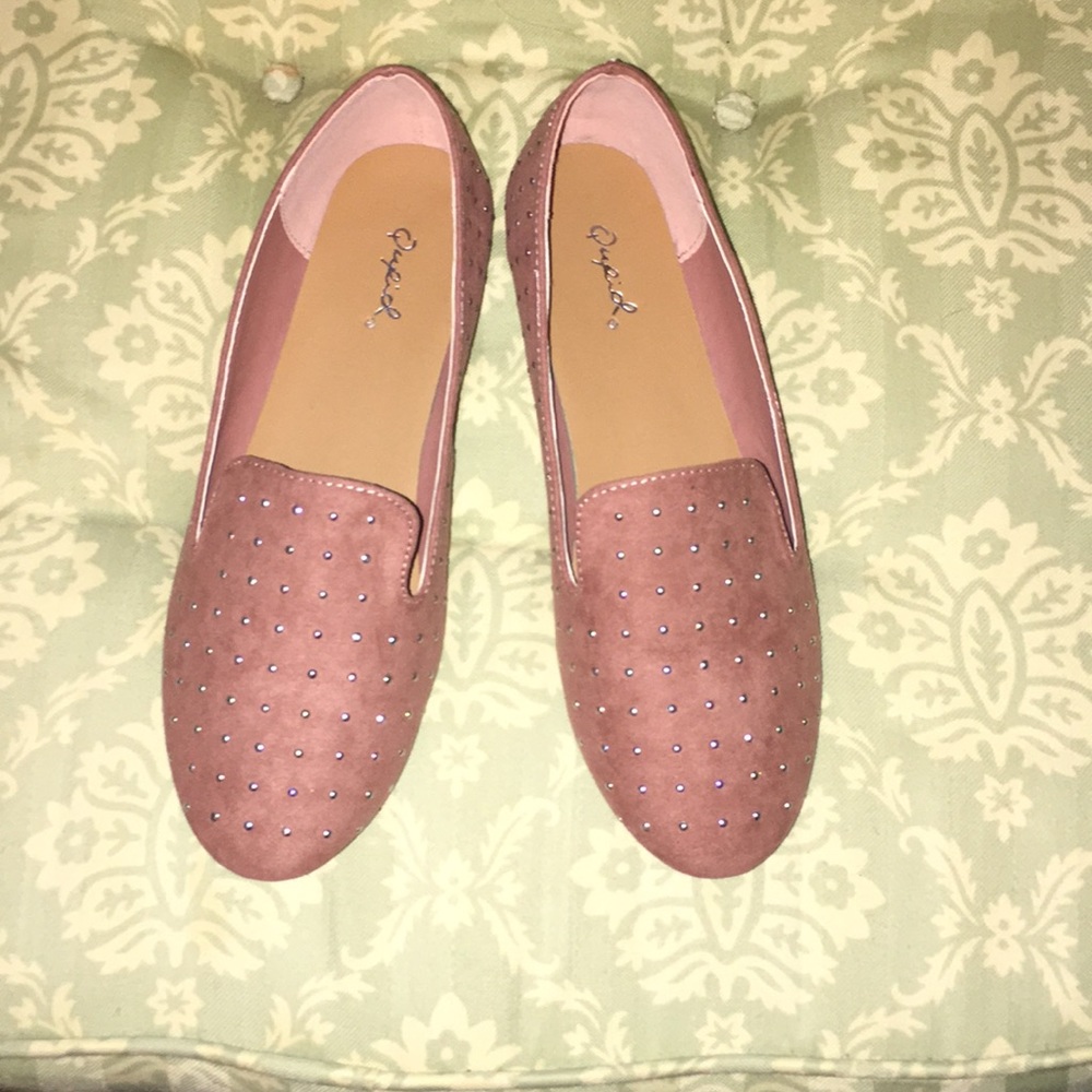 Qupid Mauve Studded Loafers